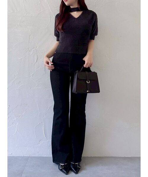 dazzlin(ダズリン)の「2wayシャギーハーフスリーブトップス(ニット/セーター・レディース・グレー/チャコールグレー/ピンク・FREE)」の10枚目の写真