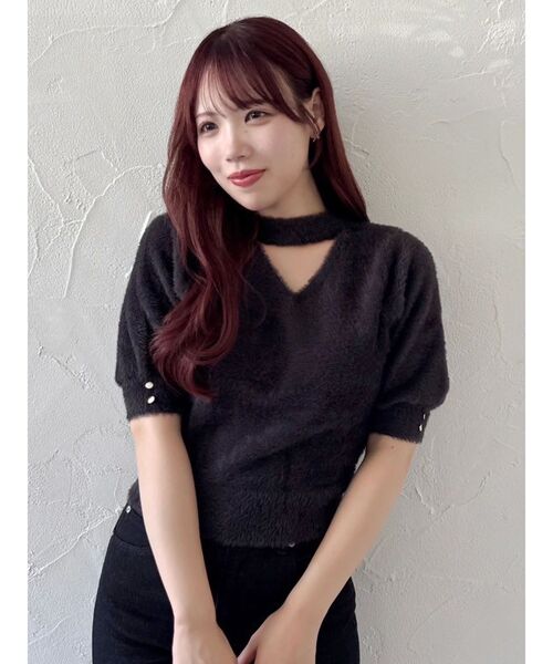 dazzlin(ダズリン)の「2wayシャギーハーフスリーブトップス(ニット/セーター・レディース・グレー/チャコールグレー/ピンク・FREE)」の5枚目の写真