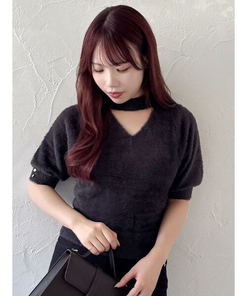 dazzlin(ダズリン)の「2wayシャギーハーフスリーブトップス(ニット/セーター・レディース・グレー/チャコールグレー/ピンク・FREE)」の7枚目の写真