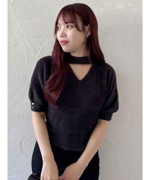 dazzlin(ダズリン)の「2wayシャギーハーフスリーブトップス(ニット/セーター・レディース・グレー/チャコールグレー/ピンク・FREE)」の8枚目の写真