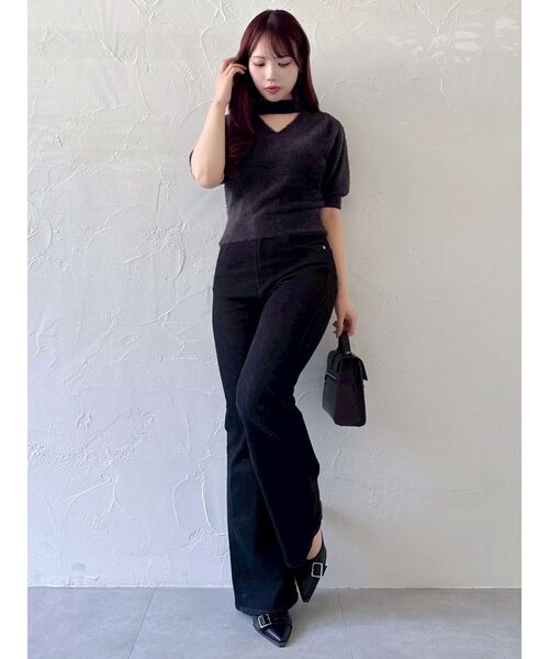 dazzlin(ダズリン)の「2wayシャギーハーフスリーブトップス(ニット/セーター・レディース・グレー/チャコールグレー/ピンク・FREE)」の9枚目の写真