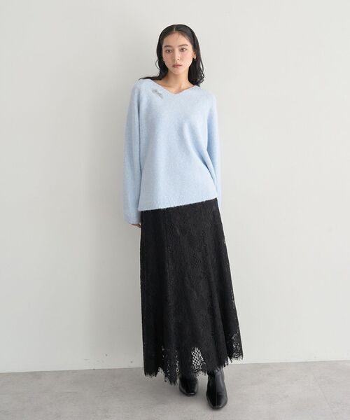 YECCA VECCA（イェッカヴェッカ）の「スカラップレースマーメイドスカート（スカート・レディース・ブラック/ピンク・M/S）」の6枚目の写真