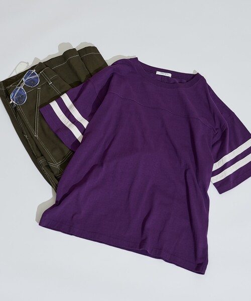 FREAK'S STORE（フリークスストア）の「コード刺繍 ナンバリングTシャツ（Tシャツ/カットソー・レディース・チャコールグレー/オフホワイト/パープル・ﾌﾘ-）」の3枚目の写真