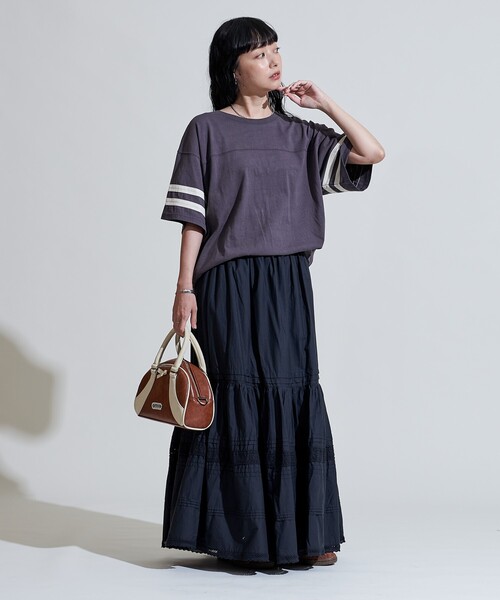 FREAK'S STORE（フリークスストア）の「コード刺繍 ナンバリングTシャツ（Tシャツ/カットソー・レディース・チャコールグレー/オフホワイト/パープル・ﾌﾘ-）」の10枚目の写真