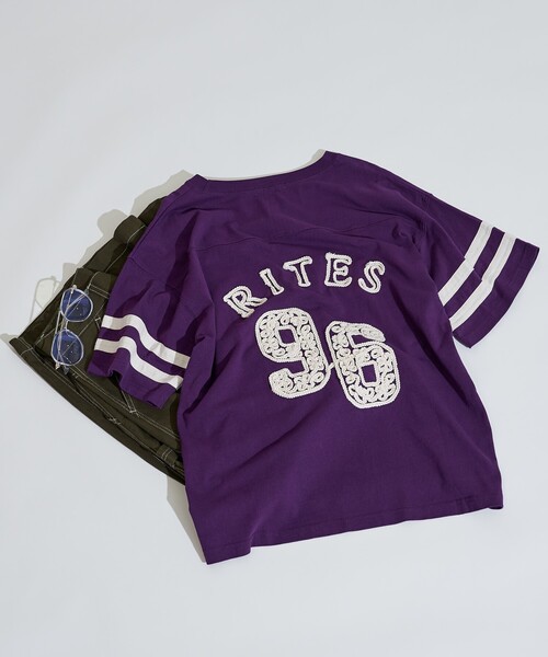 FREAK'S STORE（フリークスストア）の「コード刺繍 ナンバリングTシャツ（Tシャツ/カットソー・レディース・チャコールグレー/オフホワイト/パープル・ﾌﾘ-）」の14枚目の写真