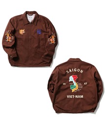 HOUSTON（ヒューストン）の「【26AW新色追加】HOUSTON ヒューストン COTTON VIETNAM JACKET 虎 MAP柄 刺繍 コットン ベトナムジャケット/ベトジャン/スーベニアジャケット（ブルゾン）」