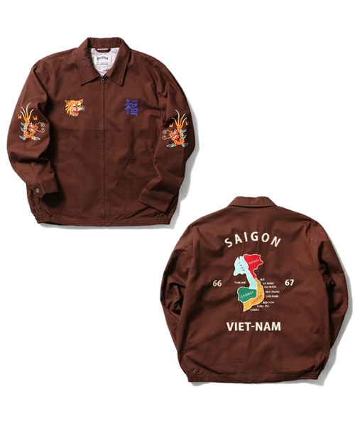 26AW新色追加】HOUSTON ヒューストン COTTON VIETNAM JACKET 虎 MAP柄