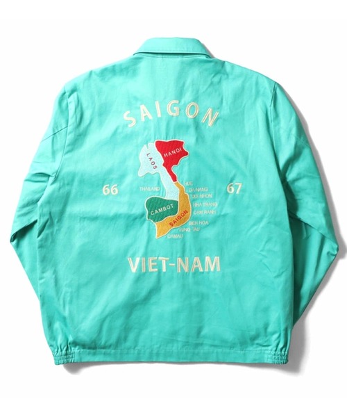 HOUSTON(ヒューストン)の「【26SS新色追加】HOUSTON ヒューストン COTTON VIETNAM JACKET 虎 MAP柄 刺繍 コットン ベトナムジャケット/ベトジャン/スーベニアジャケット(ブルゾン・メンズ・ブラック系/マルーン/イエロー/ミント/ベージュ/グリーン系/オリーブドラブ/ベージュ系/イエロー系/オフホワイト/レッド系/オリーブ系/ブラック/ホワイト系/ピンク系/グレー系/ピンク/グレー・XL/L/M/XXL)」の12枚目の写真