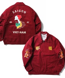 HOUSTON（ヒューストン）の「【25AW新色追加】HOUSTON ヒューストン COTTON VIETNAM JACKET 虎 MAP柄 刺繍 コットン ベトナムジャケット/ベトジャン/スーベニアジャケット（ブルゾン）」