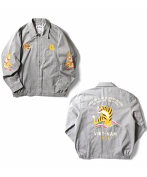 HOUSTON（ヒューストン）の「【26SS新色追加】HOUSTON ヒューストン COTTON VIETNAM JACKET 虎 MAP柄 刺繍 コットン ベトナムジャケット/ベトジャン/スーベニアジャケット（ブルゾン）」