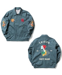 HOUSTON（ヒューストン）の「【26AW新色追加】HOUSTON ヒューストン COTTON VIETNAM JACKET 虎 MAP柄 刺繍 コットン ベトナムジャケット/ベトジャン/スーベニアジャケット（ブルゾン）」
