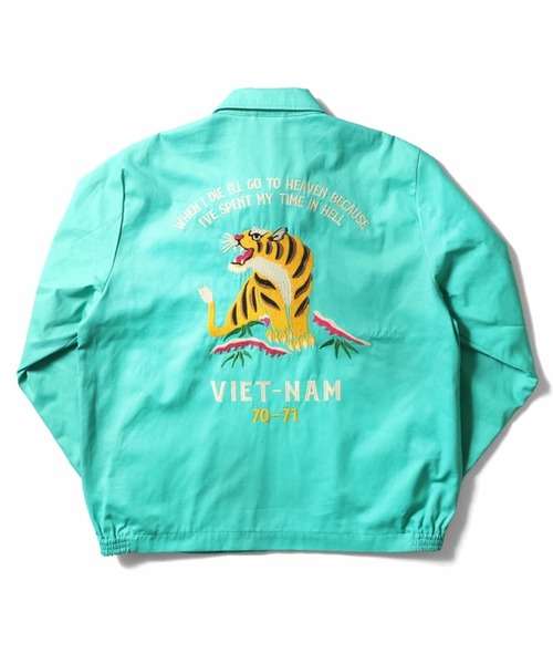 HOUSTON(ヒューストン)の「【26SS新色追加】HOUSTON ヒューストン COTTON VIETNAM JACKET 虎 MAP柄 刺繍 コットン ベトナムジャケット/ベトジャン/スーベニアジャケット(ブルゾン・メンズ・ブラック系/マルーン/イエロー/ミント/ベージュ/グリーン系/オリーブドラブ/ベージュ系/イエロー系/オフホワイト/レッド系/オリーブ系/ブラック/ホワイト系/ピンク系/グレー系/ピンク/グレー・XL/L/M/XXL)」の9枚目の写真