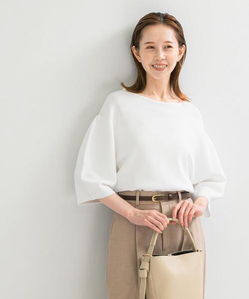 URBAN RESEARCH ROSSO WOMEN（アーバンリサーチ　ロッソ）の「ウォッシャブルホールガーメントニット（ニット/セーター・レディース・ホワイト/ブラウン系その他・FREE）」の3枚目の写真