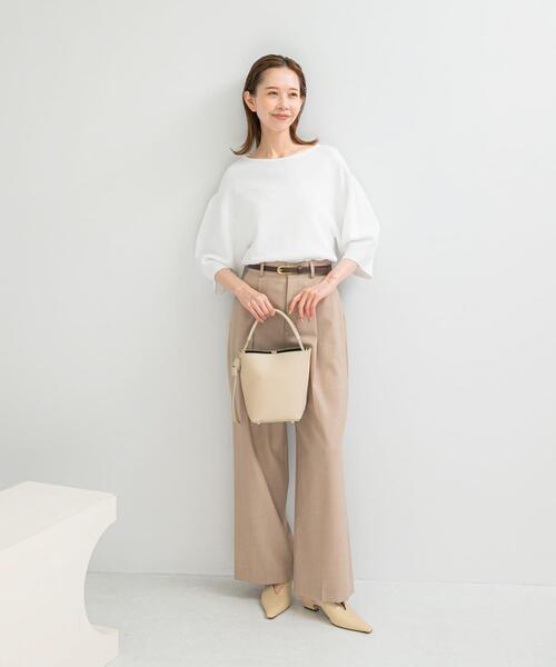 URBAN RESEARCH ROSSO WOMEN（アーバンリサーチ　ロッソ）の「ウォッシャブルホールガーメントニット（ニット/セーター・レディース・ホワイト/ブラウン系その他・FREE）」の4枚目の写真