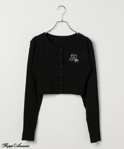 repipi armario（レピピ アルマリオ）の「【girly line】ケーブルニットショートカーディガン（カーディガン/ボレロ・キッズ・サックスブルー/ブラック/アイボリー・LARGE/MEDIUM）」の2枚目の写真