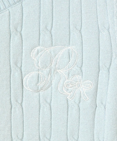 repipi armario（レピピ アルマリオ）の「【girly line】ケーブルニットショートカーディガン（カーディガン/ボレロ・キッズ・サックスブルー/ブラック/アイボリー・LARGE/MEDIUM）」の5枚目の写真