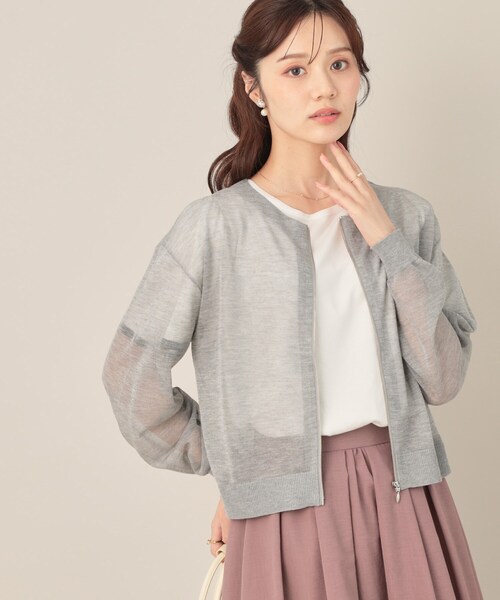 couture brooch(クチュールブローチ)の「LEVITAシアージップアップブルゾン(カーディガン/ボレロ・レディース・アイボリー/ライトグレー/ブラック・42/38)」の21枚目の写真
