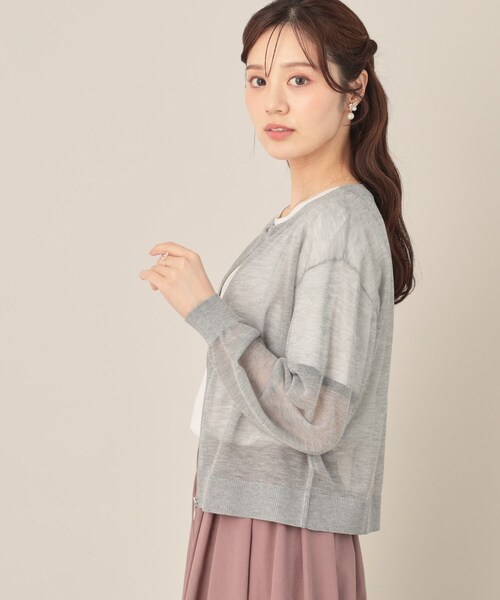 couture brooch(クチュールブローチ)の「LEVITAシアージップアップブルゾン(カーディガン/ボレロ・レディース・アイボリー/ライトグレー/ブラック・42/38)」の22枚目の写真