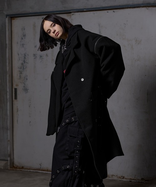 ERAR】ジップアームダブルベルトデザインオーバーサイズメルトン