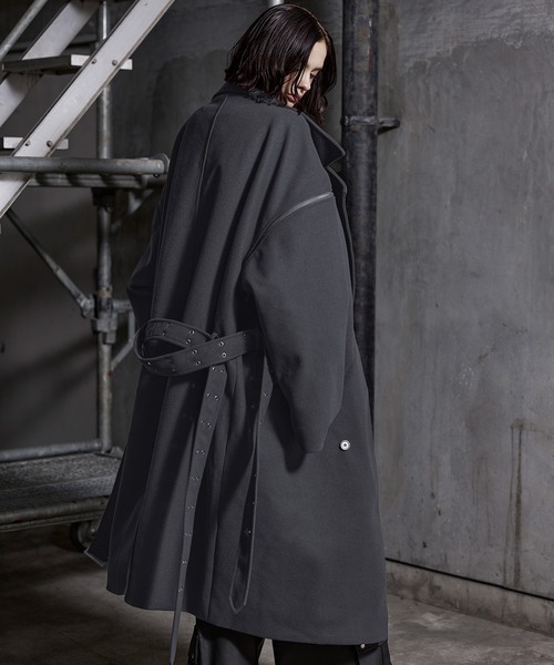 ERAR】ジップアームダブルベルトデザインオーバーサイズメルトン