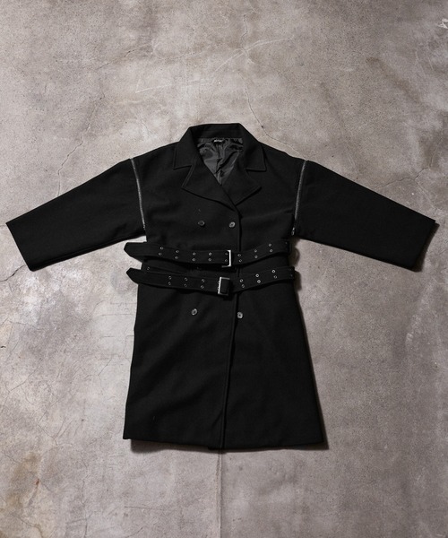 ERAR】ジップアームダブルベルトデザインオーバーサイズメルトン