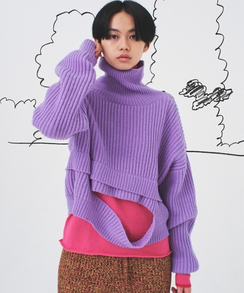 soduk（スドーク）の「【soduk】hole knit（ニット/セーター・レディース・ブラック/パープル・ONE SIZE）」の2枚目の写真