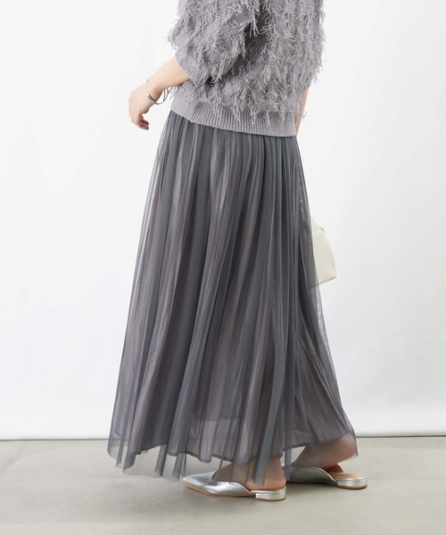 LUCA/LADY LUCK LUCA(ルカ/レディラックルカ)の「LC/LLL リバーシブルチュールプリーツスカート(スカート・レディース・グレー/ベージュ・FREE)」の2枚目の写真