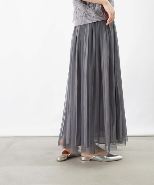 LUCA/LADY LUCK LUCA(ルカ/レディラックルカ)の「LC/LLL リバーシブルチュールプリーツスカート(スカート・レディース・グレー/ベージュ・FREE)」の18枚目の写真