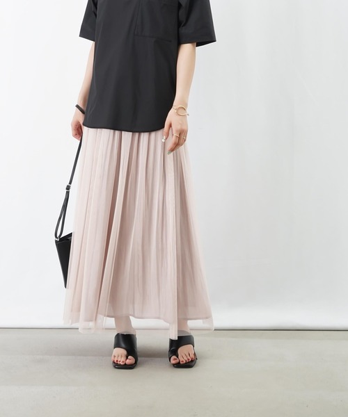 LUCA/LADY LUCK LUCA(ルカ/レディラックルカ)の「LC/LLL リバーシブルチュールプリーツスカート(スカート・レディース・グレー/ベージュ・FREE)」の3枚目の写真