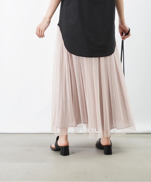 LUCA/LADY LUCK LUCA(ルカ/レディラックルカ)の「LC/LLL リバーシブルチュールプリーツスカート(スカート・レディース・グレー/ベージュ・FREE)」の7枚目の写真