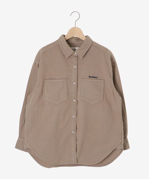 le.coeur blanc（ルクールブラン）の「刺繍カラーダブルポケットオーバーシャツ（シャツ/ブラウス・レディース・ピンク系その他/ダークグレー/サンドベージュ・38）」の13枚目の写真