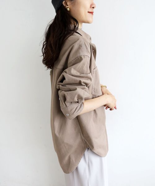 le.coeur blanc（ルクールブラン）の「刺繍カラーダブルポケットオーバーシャツ（シャツ/ブラウス・レディース・ピンク系その他/ダークグレー/サンドベージュ・38）」の14枚目の写真