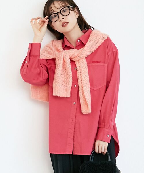 le.coeur blanc（ルクールブラン）の「刺繍カラーダブルポケットオーバーシャツ（シャツ/ブラウス・レディース・ピンク系その他/ダークグレー/サンドベージュ・38）」の20枚目の写真