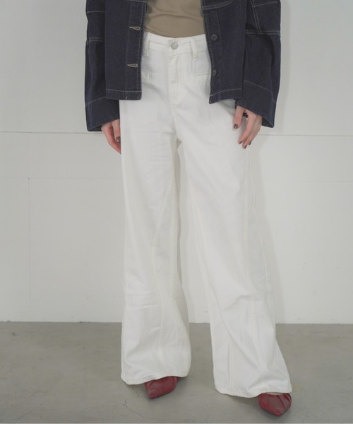 バックリボンハイウエストデニムパンツ / Back Ribbon High Waist Denim Pants