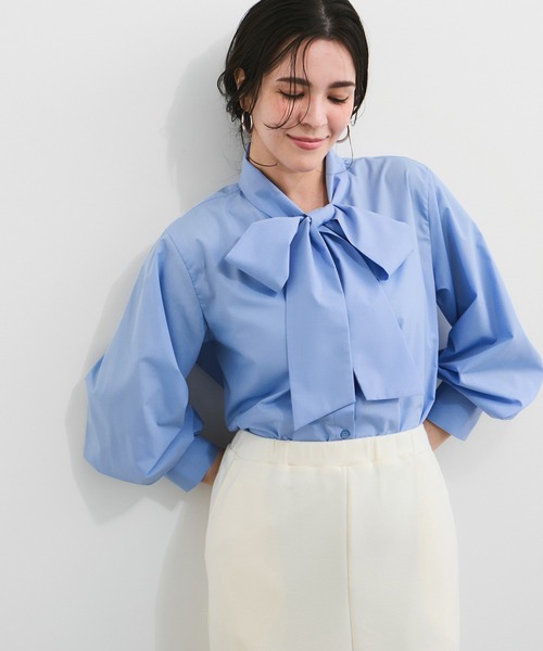 LE CERCLE par rope ボウタイデニムシャツ ボウタイブラウス ブロードボウタイブラウス（シャツ/ブラウス）｜LE CERCLE par rope