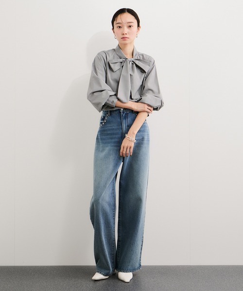 LE CERCLE par rope ボウタイデニムシャツ ボウタイブラウス LE CERCLE