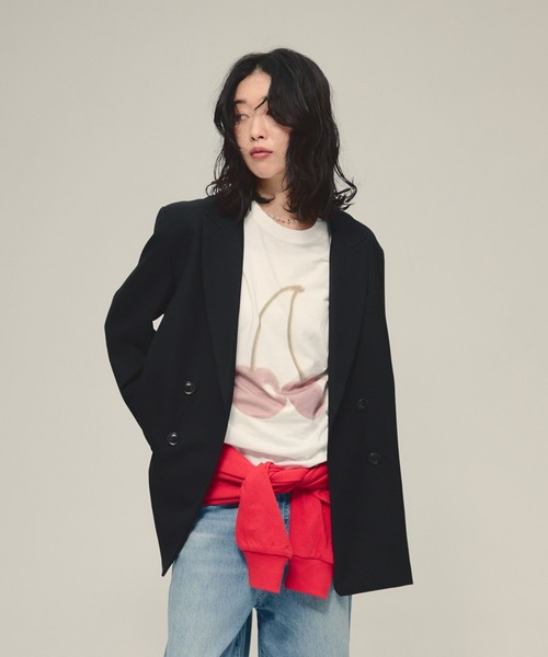 eL(エル)の「【eL】Daddy Jacket/580107(テーラードジャケット・レディース・ブラック/グレー・FREE)」の2枚目の写真