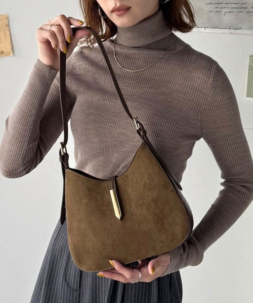 classicalelf（クラシカルエルフ）の「大人の余裕を魅せる。スウェードライクメタルパーツワンハンドルバッグ（ハンドバッグ・レディース・ブラウン/チャコール/ブラック・ONE SIZE）」の20枚目の写真