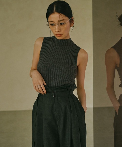 anuans(アニュアンス)の「ノースリーブウールリブニットトップス(ニット/セーター・レディース・モカ/ブラウン/アイボリー/ブラック/グレー/レッド・FREE)」の4枚目の写真