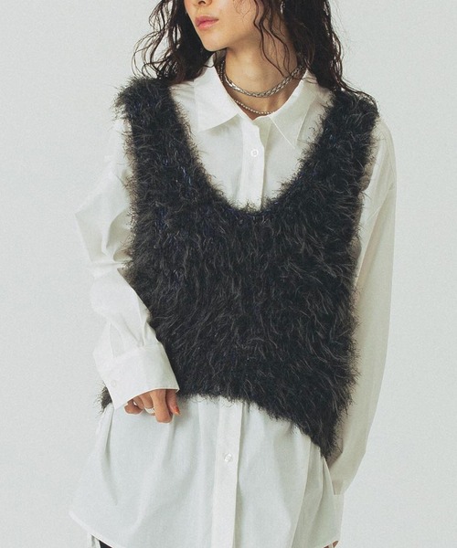 ROSE BUD(ローズバッド)の「STRIPE DRAWSTRING SHIRTS(シャツ/ブラウス・レディース・ネイビー/ホワイト/ブルー・ONE SIZE)」の1枚目の写真