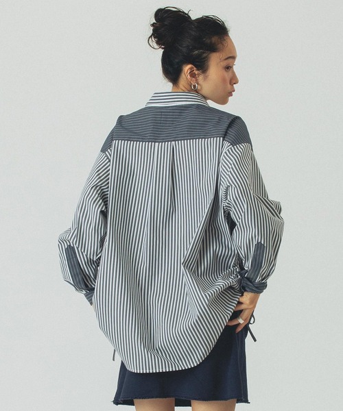 ROSE BUD(ローズバッド)の「STRIPE DRAWSTRING SHIRTS(シャツ/ブラウス・レディース・ネイビー/ホワイト/ブルー・ONE SIZE)」の4枚目の写真