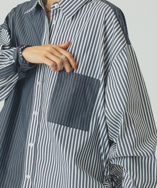 ROSE BUD(ローズバッド)の「STRIPE DRAWSTRING SHIRTS(シャツ/ブラウス・レディース・ネイビー/ホワイト/ブルー・ONE SIZE)」の6枚目の写真