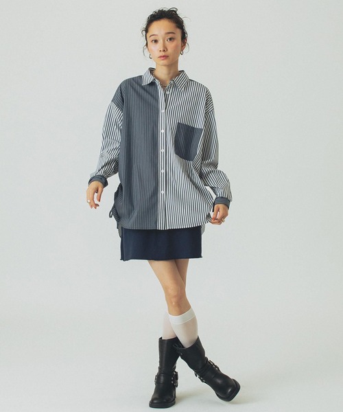 ROSE BUD(ローズバッド)の「STRIPE DRAWSTRING SHIRTS(シャツ/ブラウス・レディース・ネイビー/ホワイト/ブルー・ONE SIZE)」の9枚目の写真