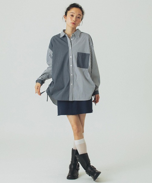 ROSE BUD(ローズバッド)の「STRIPE DRAWSTRING SHIRTS(シャツ/ブラウス・レディース・ネイビー/ホワイト/ブルー・ONE SIZE)」の10枚目の写真
