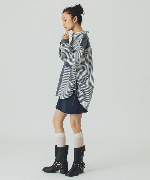 ROSE BUD(ローズバッド)の「STRIPE DRAWSTRING SHIRTS(シャツ/ブラウス・レディース・ネイビー/ホワイト/ブルー・ONE SIZE)」の11枚目の写真