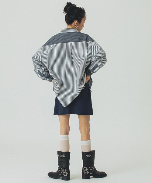 ROSE BUD(ローズバッド)の「STRIPE DRAWSTRING SHIRTS(シャツ/ブラウス・レディース・ネイビー/ホワイト/ブルー・ONE SIZE)」の14枚目の写真