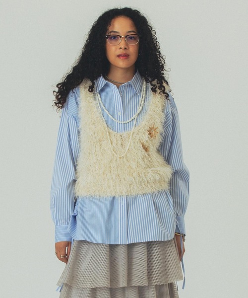 ROSE BUD(ローズバッド)の「STRIPE DRAWSTRING SHIRTS(シャツ/ブラウス・レディース・ネイビー/ホワイト/ブルー・ONE SIZE)」の15枚目の写真