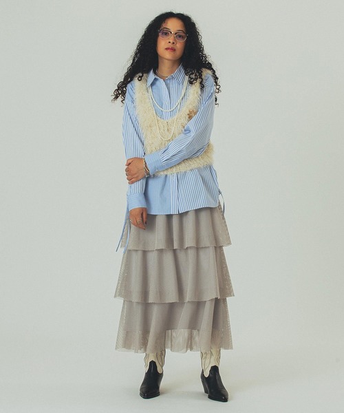ROSE BUD(ローズバッド)の「STRIPE DRAWSTRING SHIRTS(シャツ/ブラウス・レディース・ネイビー/ホワイト/ブルー・ONE SIZE)」の16枚目の写真