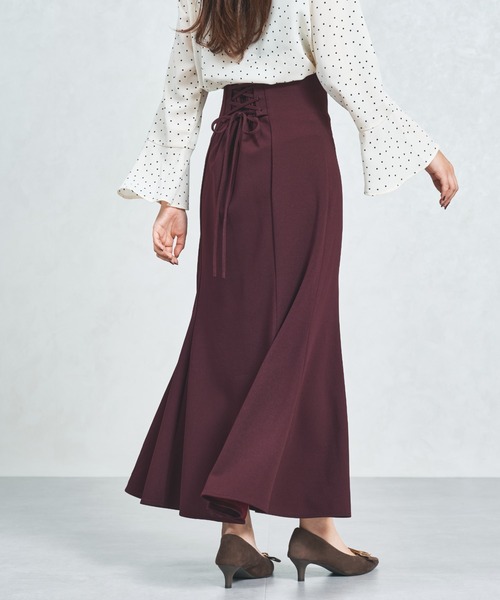 MISCH MASCH（ミッシュマッシュ）の「一部店舗限定 2025秋冬新作 ハイウエストマーメイドスカート（スカート・レディース・ブラック/ワイン/モカ・ﾌﾘ-）」の3枚目の写真