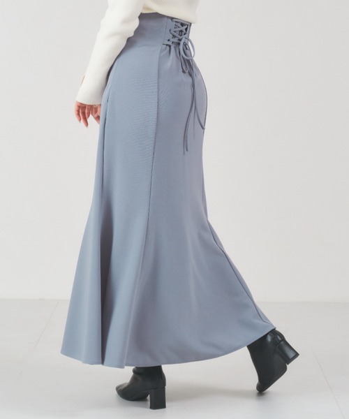 MISCH MASCH（ミッシュマッシュ）の「一部店舗限定 ハイウエストマーメイドスカート（スカート・レディース・ブラック/ワイン/モカ/ブルー・ﾌﾘ-）」の3枚目の写真